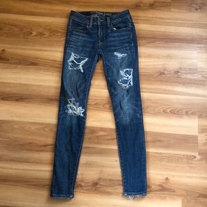 faux distressed american eagle skinny jeans